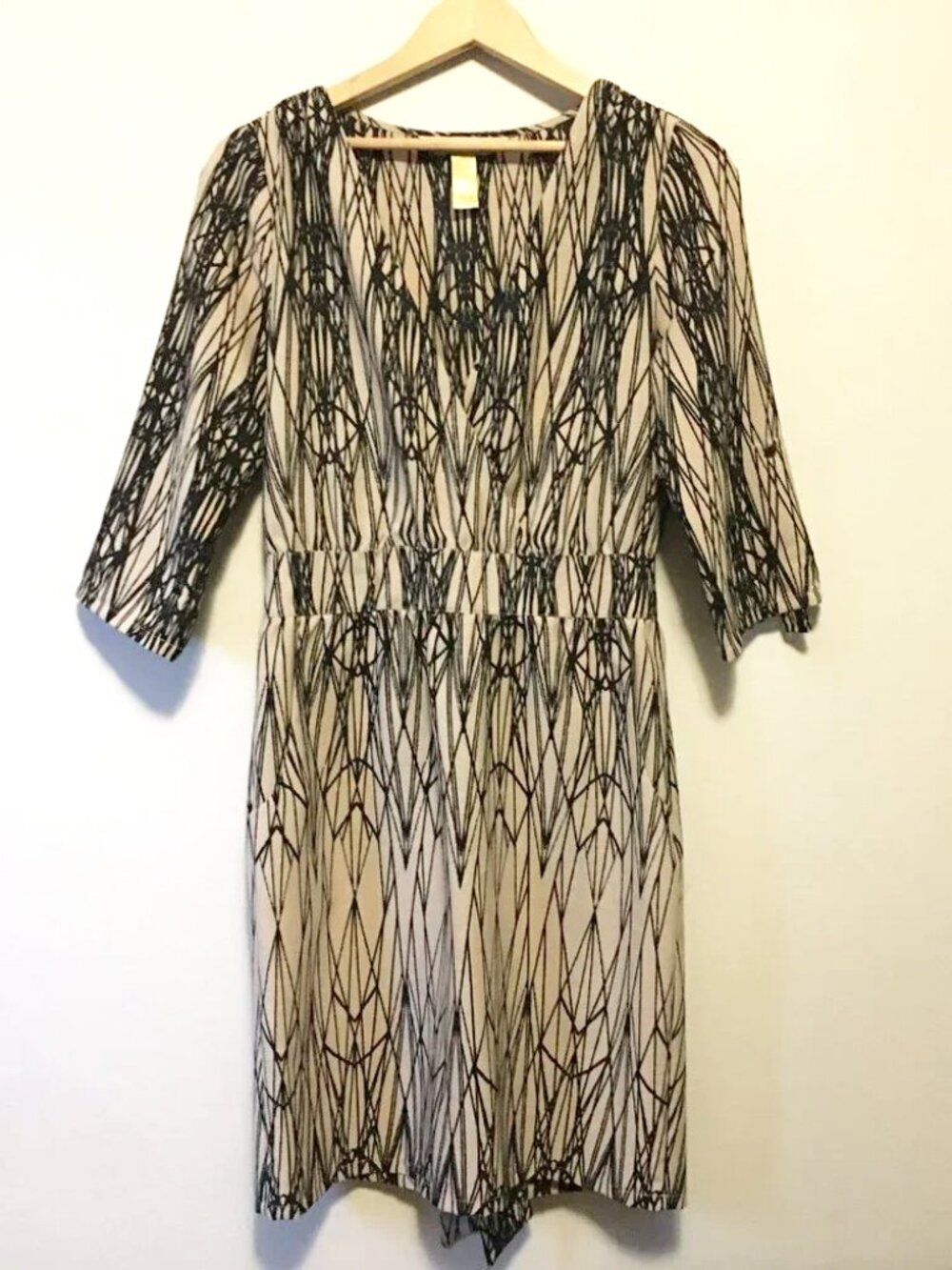 Presley Skye Retro 70s Geometric Tesseract Wrap Dress Tie Back Small